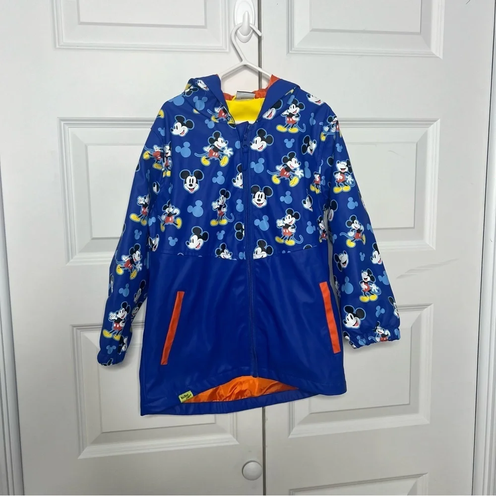 Western Chief Mickey Mouse Raincoat Boys Size 6 Blue Hooded Jacket Disney